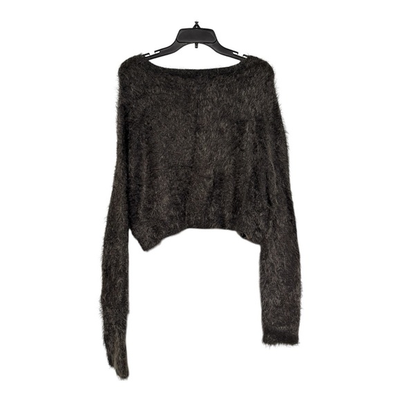 Abercrombie and Fitch Fuzzy Cropped Dark Green Sweater Size Large - Picture 3 of 5